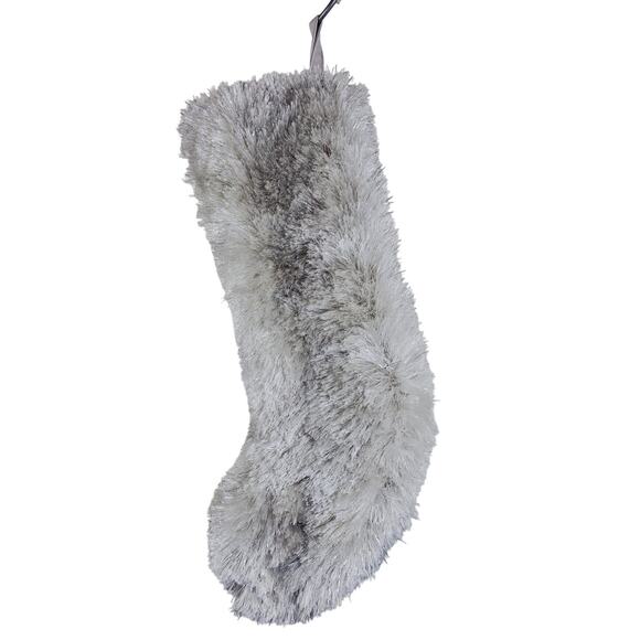 Rachel Zoe Luxury Plush Metallic Faux Fur Christmas Holiday Stocking L 22" NWT - Picture 2 of 3